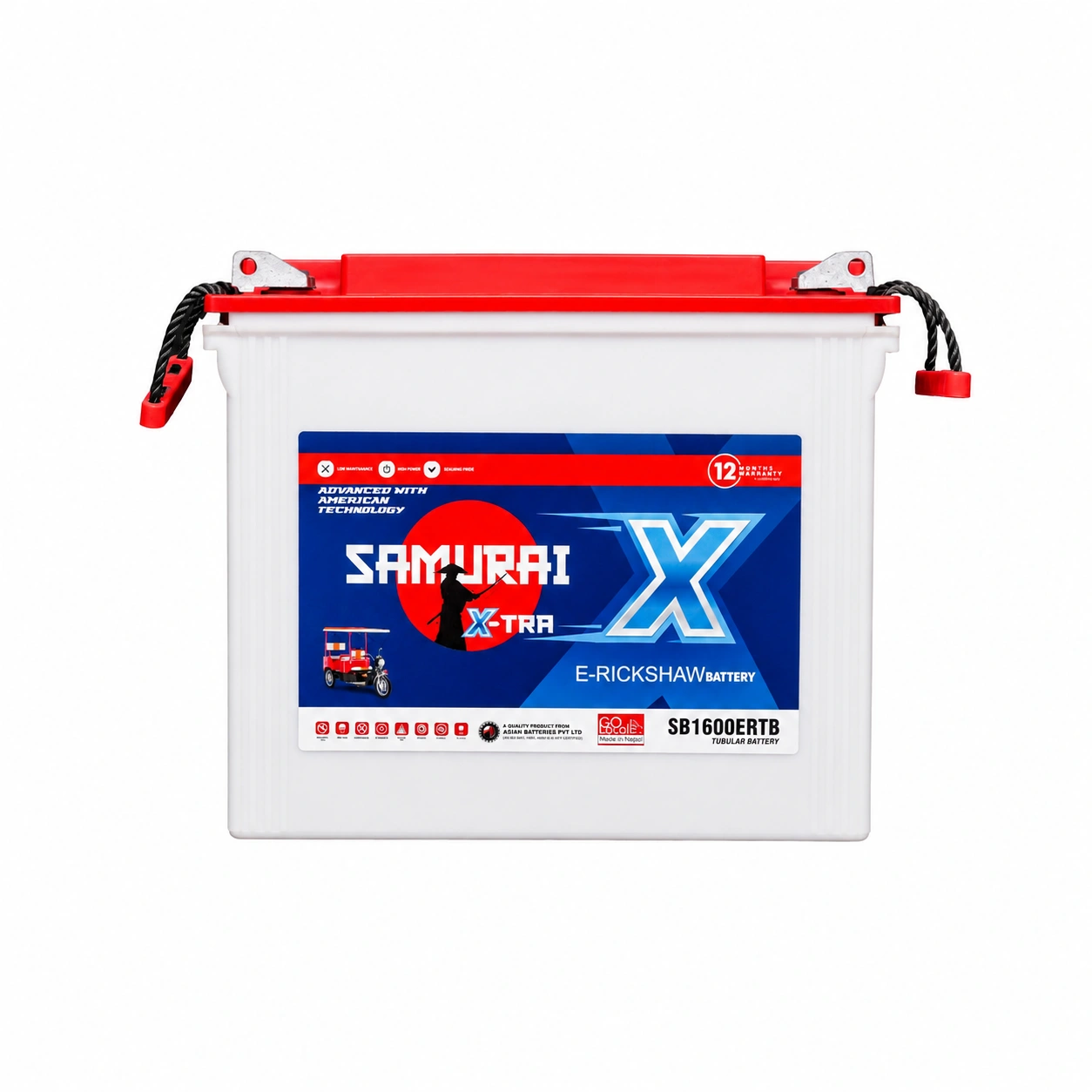 Samurai Series | SB1600ERTB | 160AH@C10 | E-rickshaw Battery